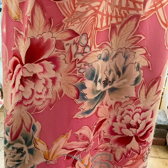 Kay Unger 100% Silk vintage midi maxi dress pink lined halter ruffles XS S - Picture 13 of 16